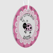 Roze lieveheersbeestje Persoonlijke Boodschap Kers Ornament (voorkant)