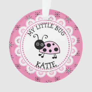 Roze lieveheersbeestje Persoonlijke Boodschap Kers Ornament