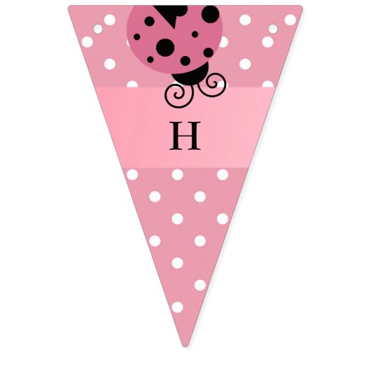 Roze lieveheersbeestje polka dot verjaardagsbanner vlaggetjes (Tweede vlag)