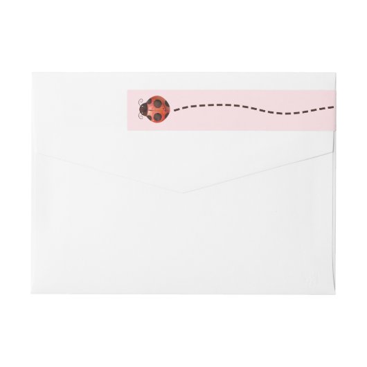 Roze lieveheersbeestje retour adreslabels (Achterkant)