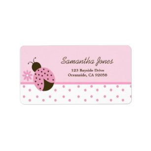 Roze lieveheersbeestje trendy stip adres label