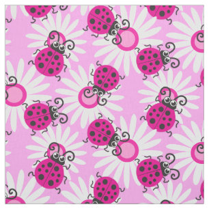 Roze lieveheersbeestjes lieveheersbeestjes bloemen stof