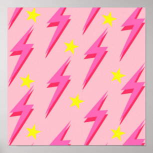 Roze Lightning Pattern Poster voor vet wanddecor