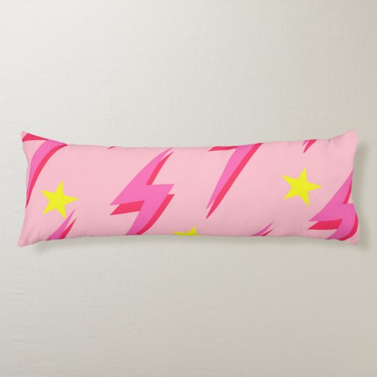 Roze Lightning Stormy Sky & Thunder Flash Lichaamskussen (Voorkant)
