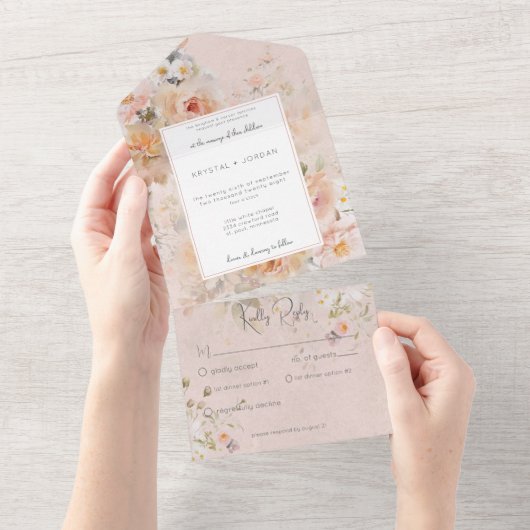 Roze Lijst All In One Uitnodiging (Afscheurbaar)