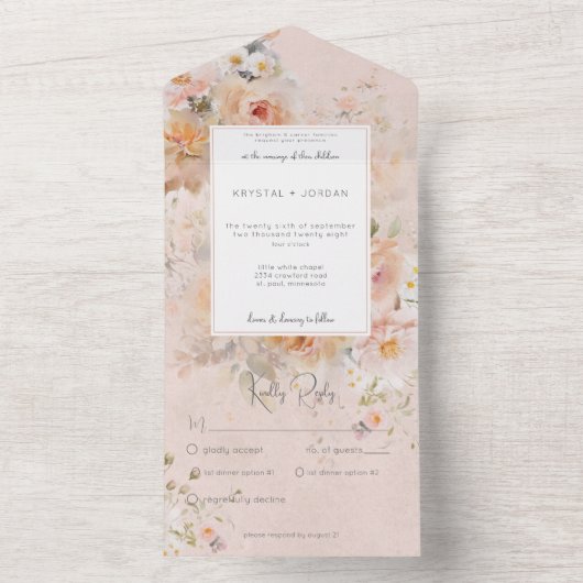  Roze Lijst All In One Uitnodiging (Binnen)