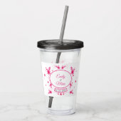 Roze Lijst van Floral Acryl Drinkbeker (Achterkant)