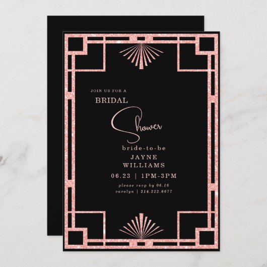 Roze Lijst zwart Vrijgezellenfeest met Glitter Art Kaart (Voorkant / Achterkant)