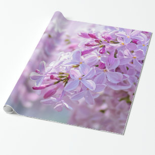 Roze lila bloemen cadeaupapier