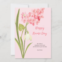 Roze Lila Bloemen Naam Dag Kaart