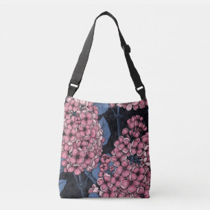 Roze lila op donkerblauw crossbody tas