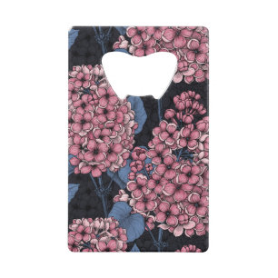 Roze lila op donkerblauw kredietkaart flessenopener