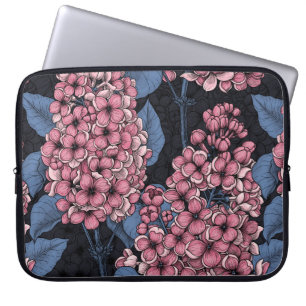 Roze lila op donkerblauw laptop sleeve