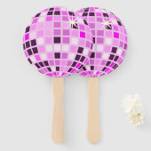 Roze Lila Paarse Retro Moderne Disco Ball Handwaaier (Voorkant en achterkant)