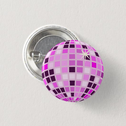 Roze Lila Paarse Retro Moderne Disco Ball Ronde Button 3,2 Cm (Voorkant /achterkant)