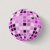 Roze Lila Paarse Retro Moderne Disco Ball Ronde Button 3,2 Cm (Voorkant)