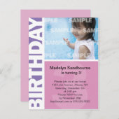 Roze Lila Panel 3e verjaardag Briefkaart (Voorkant / Achterkant)