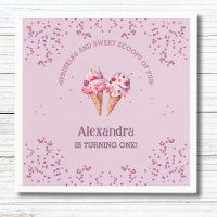 Roze Lila Schep Meisje Ijs 1e Verjaardagsfeest