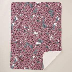 Roze Lila tuin Sherpa Deken