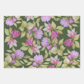 Roze Lila Waterverf Bloemen Handgeschilderd Inpakpapier Vel (Voorkant 3)