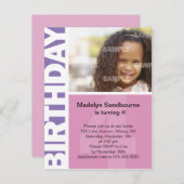 Roze Lila Zijpaneel 4e Verjaardag Briefkaart (Voorkant / Achterkant)