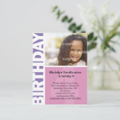 Roze Lila Zijpaneel 4e Verjaardag Briefkaart (Staand voorkant)