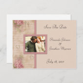  roze lila's Bewaar de datum Aankondigingskaart (Voorkant / Achterkant)