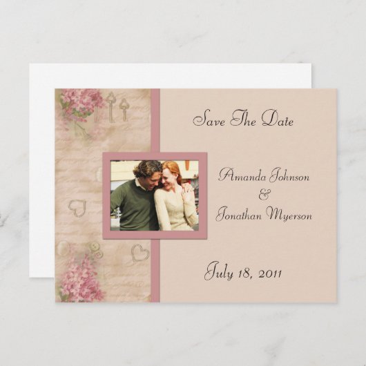  roze lila's Bewaar de datum Aankondigingskaart (Voorkant / Achterkant)