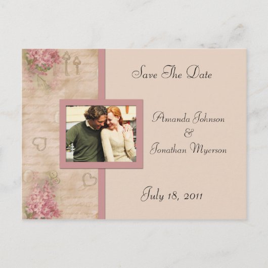  roze lila's Bewaar de datum Aankondigingskaart (Voorkant)