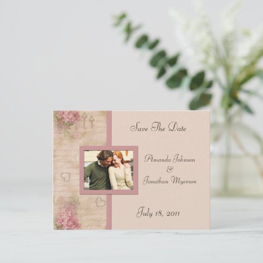  roze lila's Bewaar de datum Aankondigingskaart (Staand voorkant)