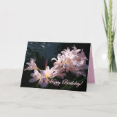 Roze Lilies, Happy Birthday! Floral Wenskaart Kaart (Voorkant)