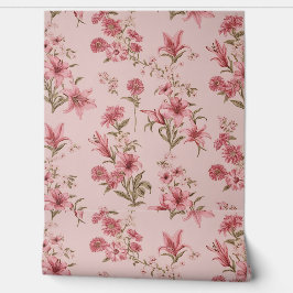 Roze  Lillies Floral Cottagecore Behang