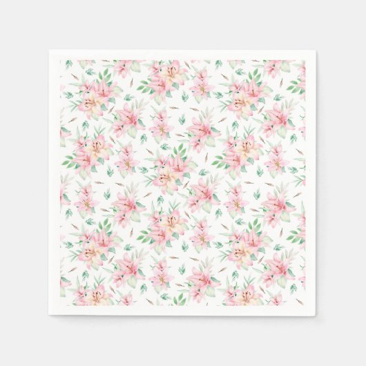Roze Lilly Flowers Servet (Voorkant)