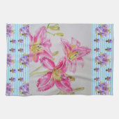 Roze Lily Bloemroze Waterverf Bloembloem Theedoek (Horizontaal)