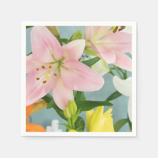 Roze Lily Cocktail Napkin Servet (Voorkant)