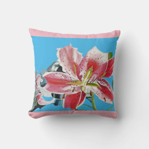 Roze Lily floral Flowers Pastel Decor Cushion Kussen