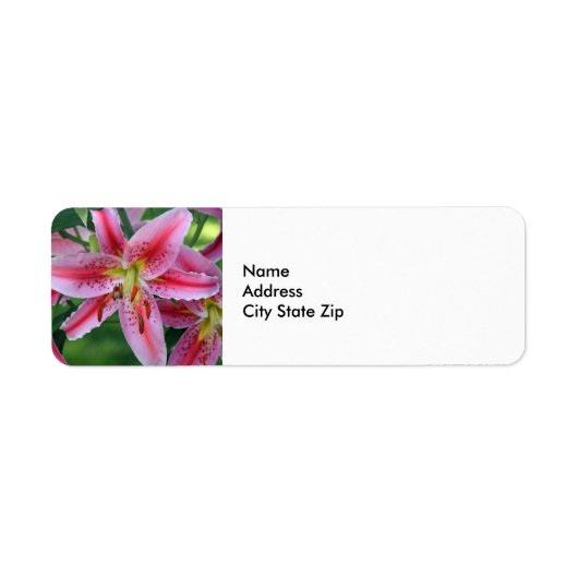  Roze Lily Floral Foto Etiket (Voorkant)