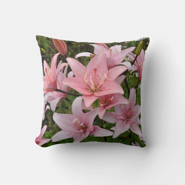 Roze lily floral schoonheidsbureau kussen (Voorkant)