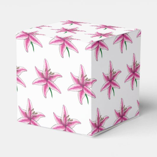 Roze Lily Flower Bridal Baby shower Floral Garden Bedankdoosjes (Achterkant)