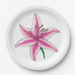 Roze Lily Flower Floral Garden Party Spring Lilies Papieren Bordje