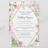 Roze Lily Flower Geometric Waterverf Wedding (Voorkant / Achterkant)