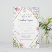 Roze Lily Flower Geometric Waterverf Wedding (Staand voorkant)