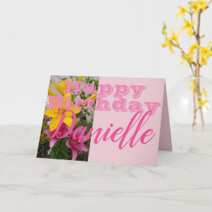 Roze Lily Flower Happy Birthday Vrouwen Naam Kaart