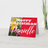 Roze Lily Flower Merry Kerstmis Kaart (Voorkant)