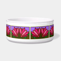 Roze Lily Flower Pattern Ceramic Dog Bowl