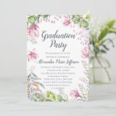 Roze Lily Flower Waterverf Bloemen Meisje Afstuder Kaart (Staand voorkant)