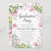 Roze Lily Flower Waterverf Bloemen Meisje Afstuder Kaart (Voorkant / Achterkant)