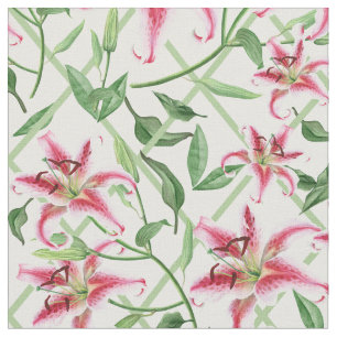 Roze Lily Flowers - Floral Lilies Stof
