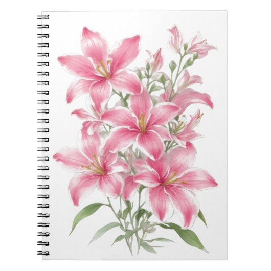Roze Lily Flowers Notitieboek (Voorkant)