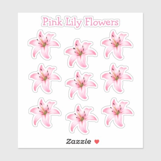 Roze Lily Flowers Shape Natuur Sticker (Vel)